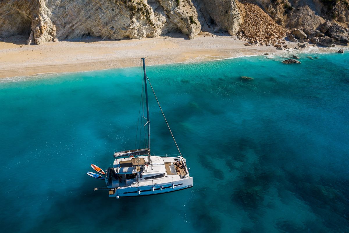 Exterior view of Georgia, a Bali 4.1 catamaran at Preveza, Greece