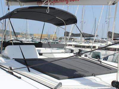 Deck of NADA I, a Lagoon 450 catamaran at Seget Donji, Croatia