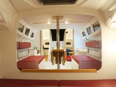 Salon of Telika, a Django 770 sailboat at Port Navalo, France
