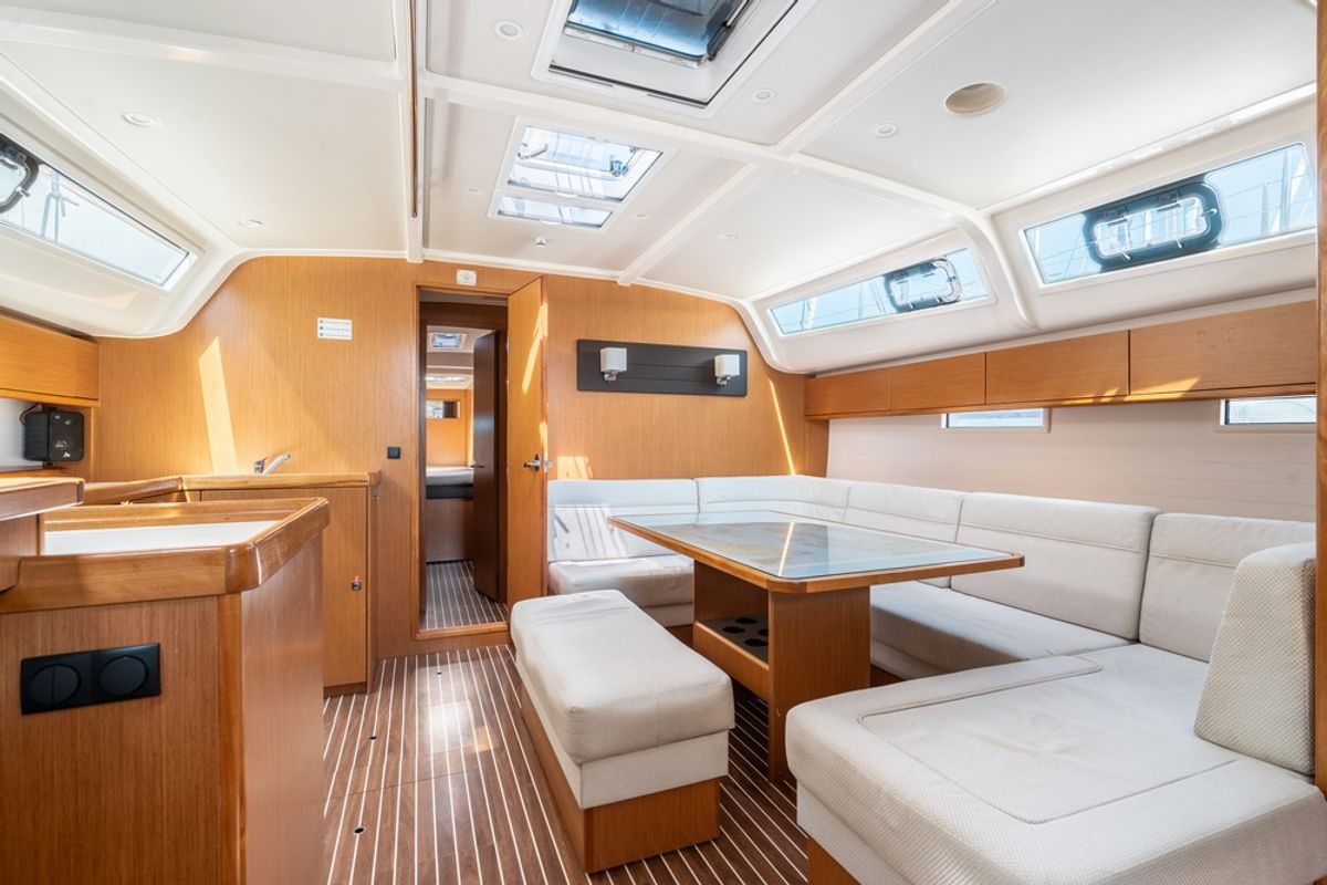 Salon of Elpida, a Bavaria Cruiser 51 sailboat at Municipal Unit of Rhodes, Greece