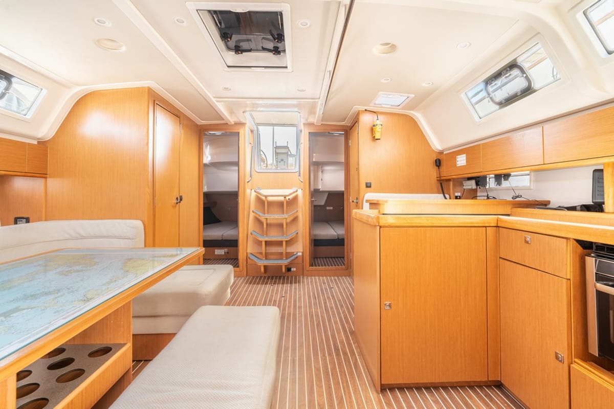 Salon of Elpida, a Bavaria Cruiser 51 sailboat at Municipal Unit of Rhodes, Greece