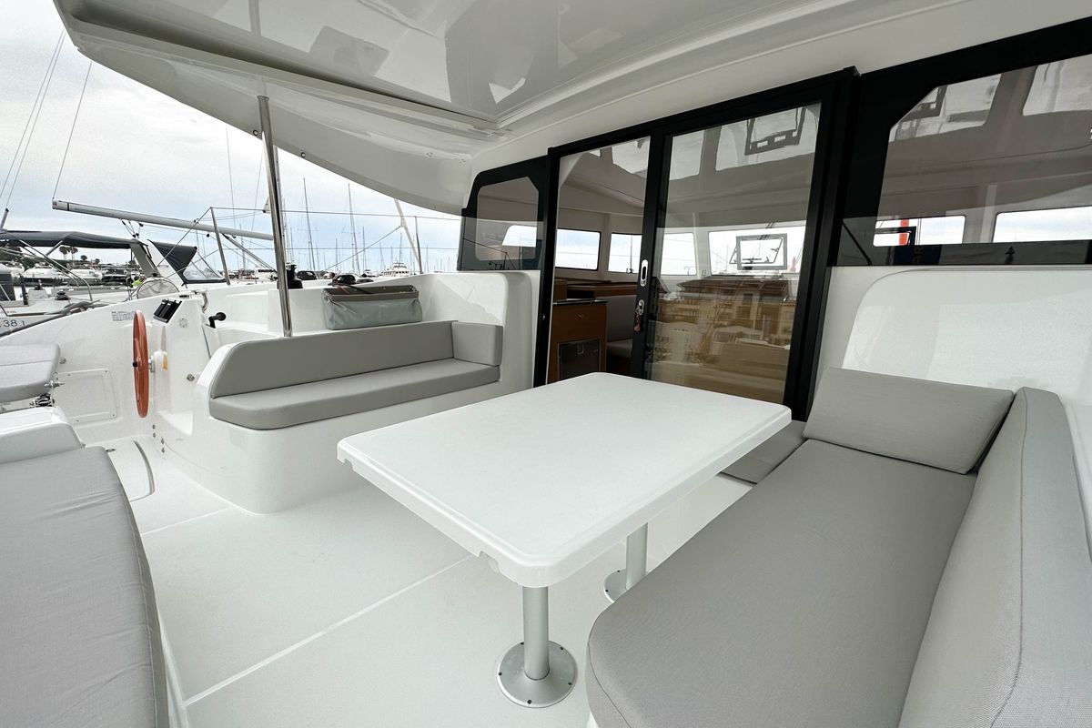 Deck of Charrua, a Excess 11 catamaran at Palma de Mallorca, Spain