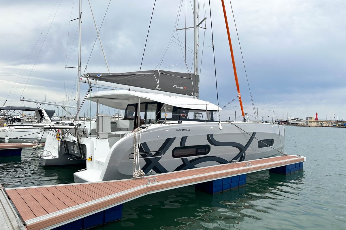 Exterior view of Charrua, a Excess 11 catamaran at Palma de Mallorca, Spain