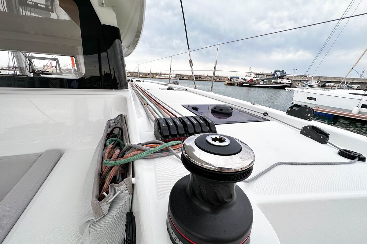 Deck of Charrua, a Excess 11 catamaran at Palma de Mallorca, Spain