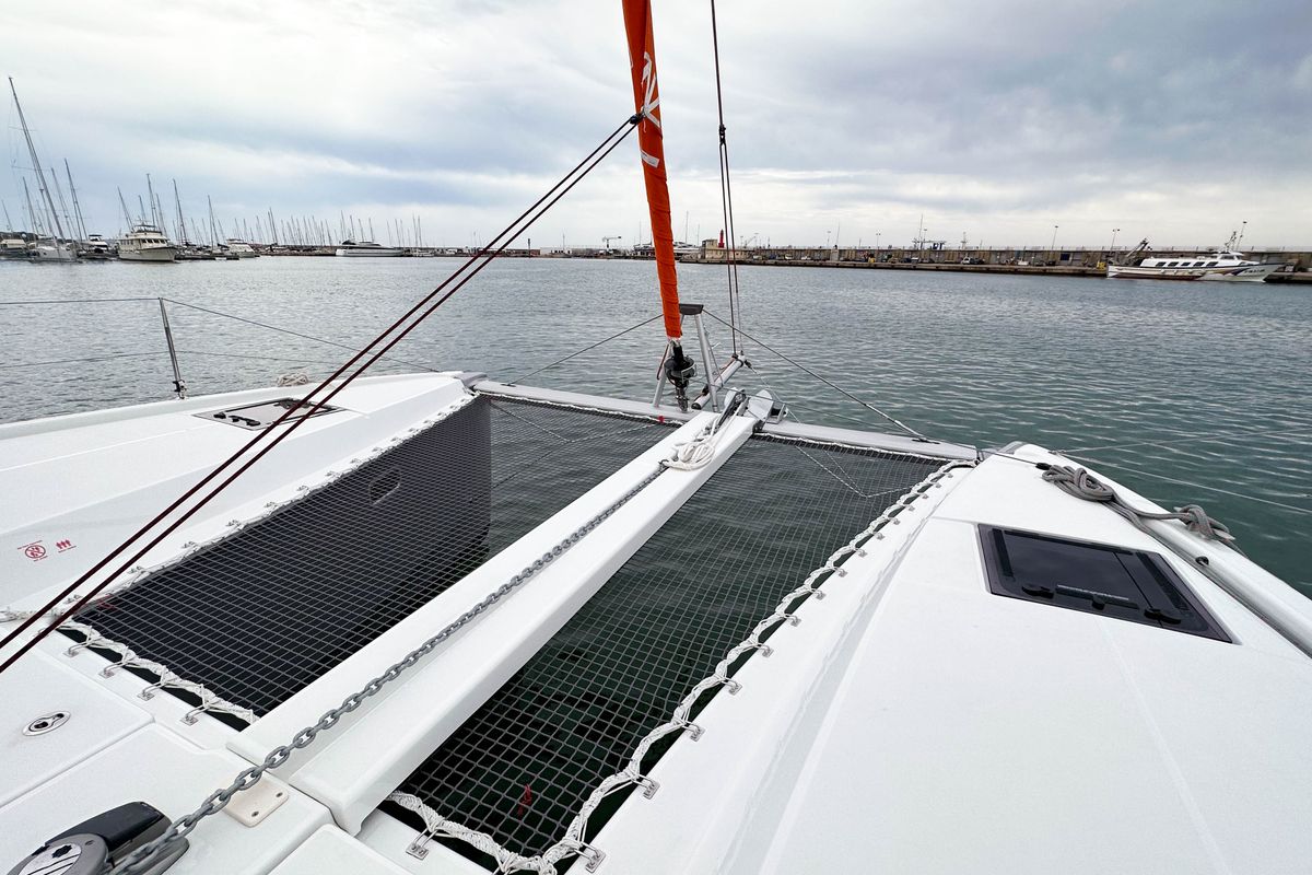 Deck of Charrua, a Excess 11 catamaran at Palma de Mallorca, Spain