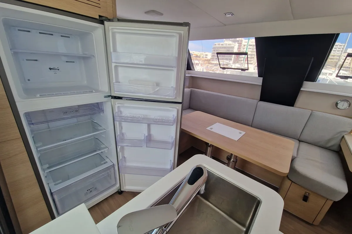 Galley of HAKUNA, a Aventura Catamarans Aventura 37 catamaran at Sant Antoni de Portmany, Spain