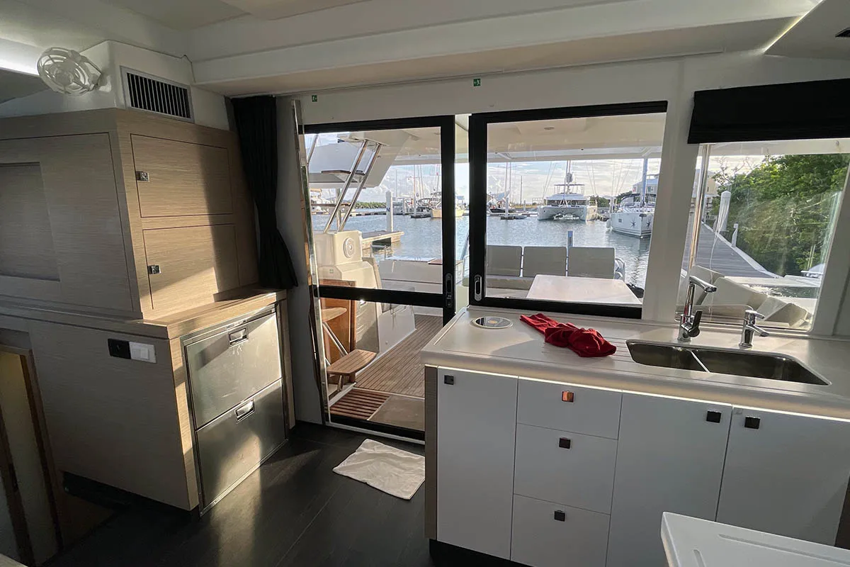 Galley of Carpe Diem  - BVI, a Fountaine Pajot Astrea 42 catamaran at Road Town, British Virgin Islands