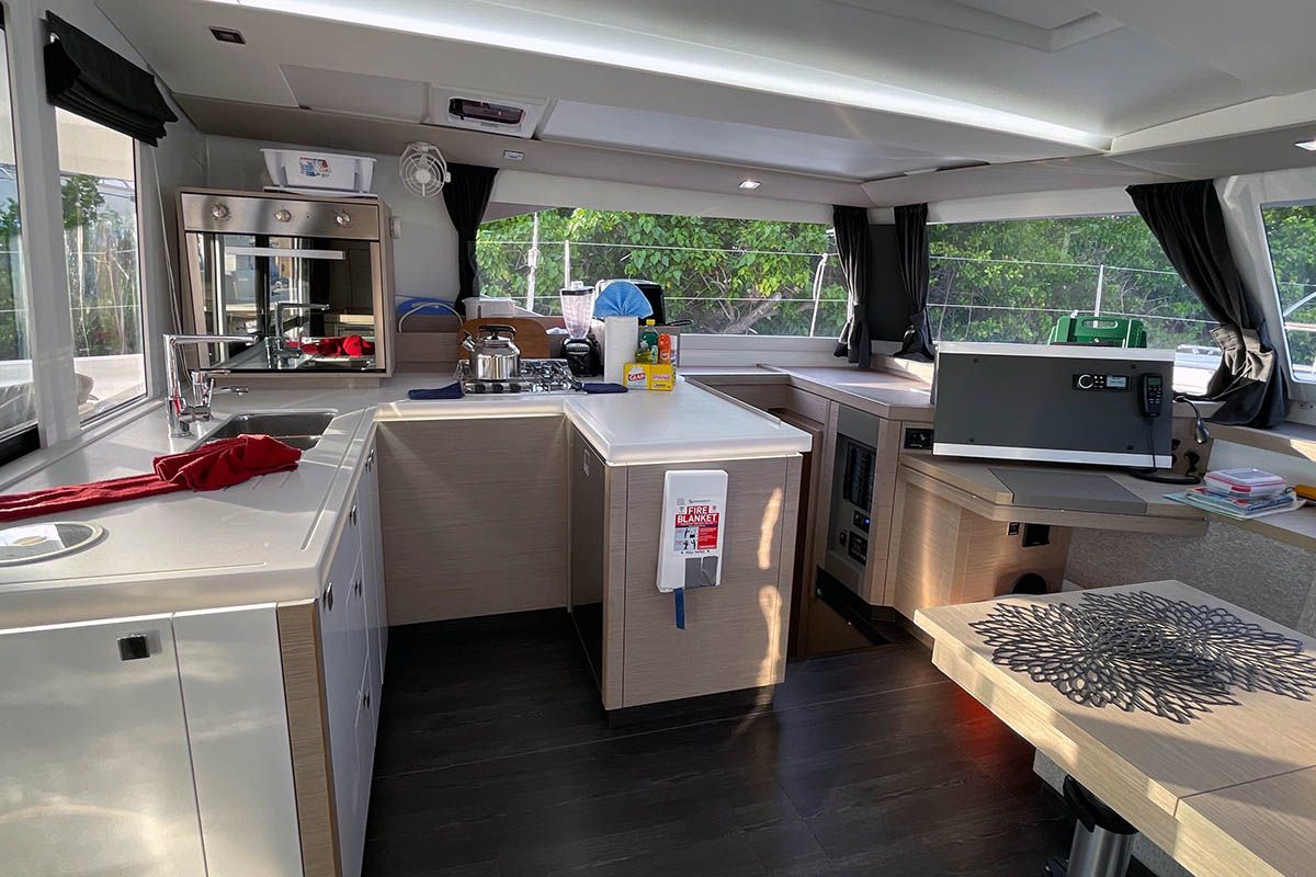Galley of Carpe Diem  - BVI, a Fountaine Pajot Astrea 42 catamaran at Road Town, British Virgin Islands
