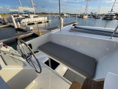 Cockpit of Carpe Diem - BVI, a Fountaine Pajot Astrea 42 catamaran at Road Town, British Virgin Islands
