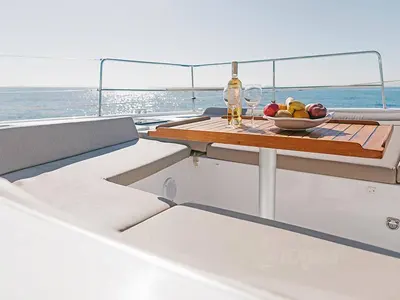 Deck of Kos 46.Cat6, a Bali 4.6 catamaran at Volos Municipality, Greece