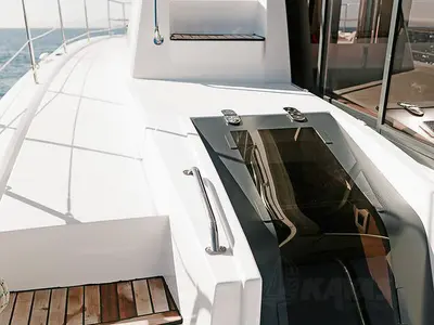 Deck of Kos 46.Cat6, a Bali 4.6 catamaran at Volos Municipality, Greece