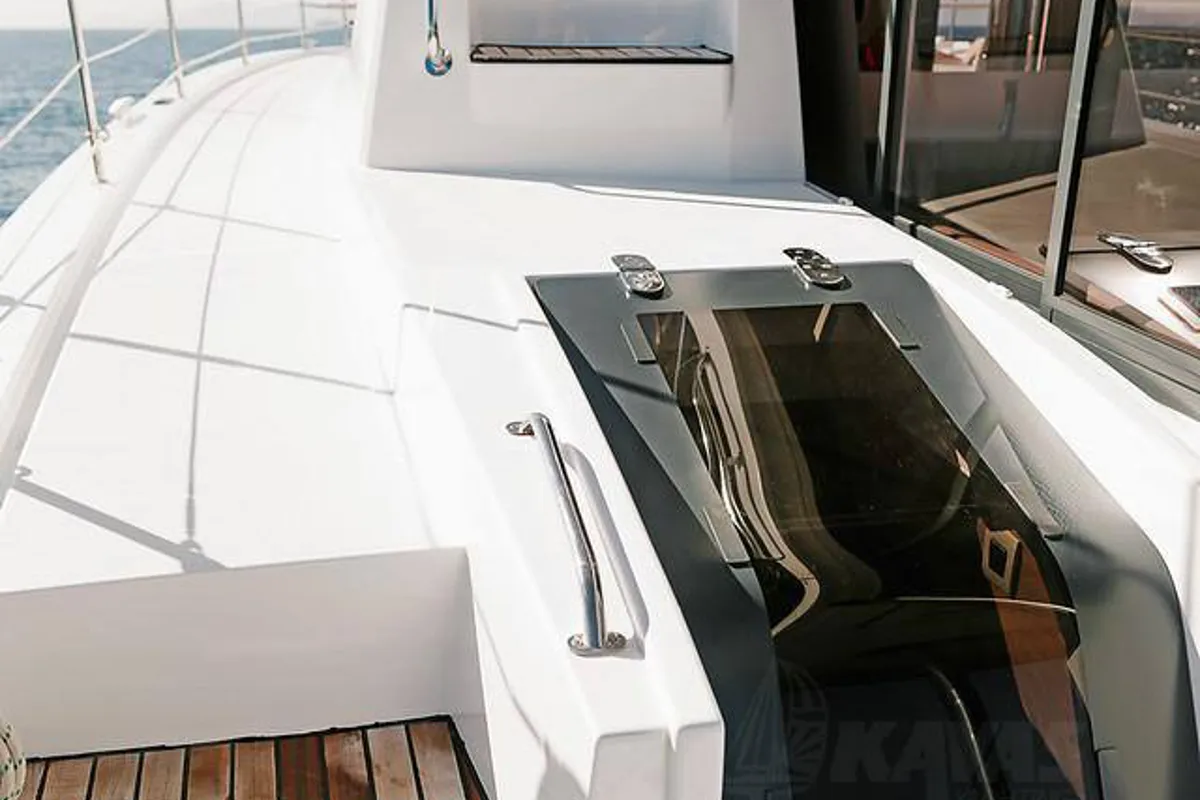Deck of Kos 46.Cat6, a Bali 4.6 catamaran at Volos Municipality, Greece