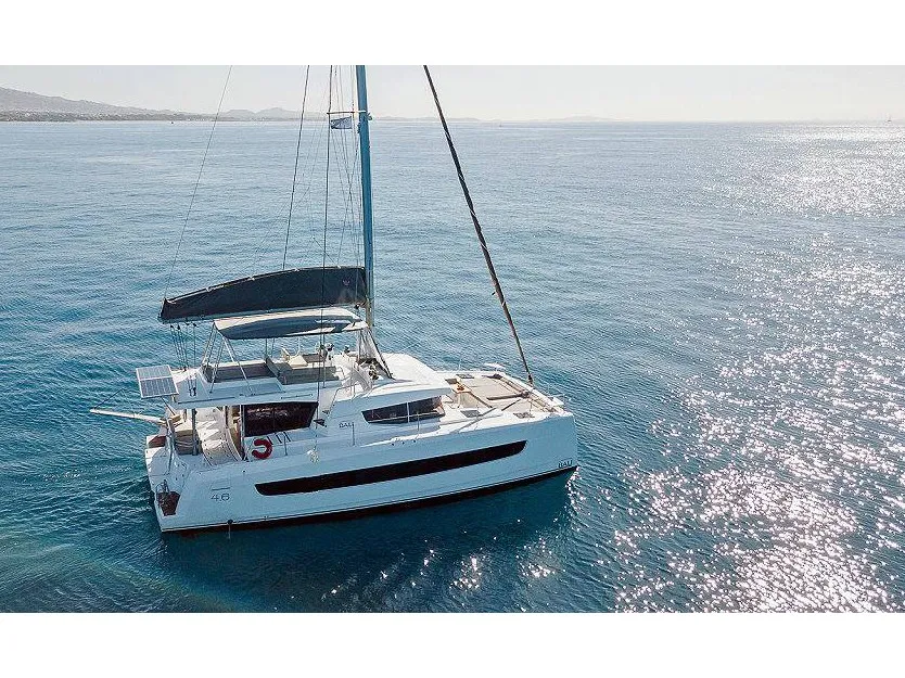 Exterior view of Kos 46.Cat6, a Bali 4.6 catamaran at Volos Municipality, Greece