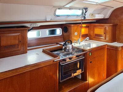 Galley of Erika, a Beneteau Oceanis Clipper 411 sailboat at Volos Municipality, Greece