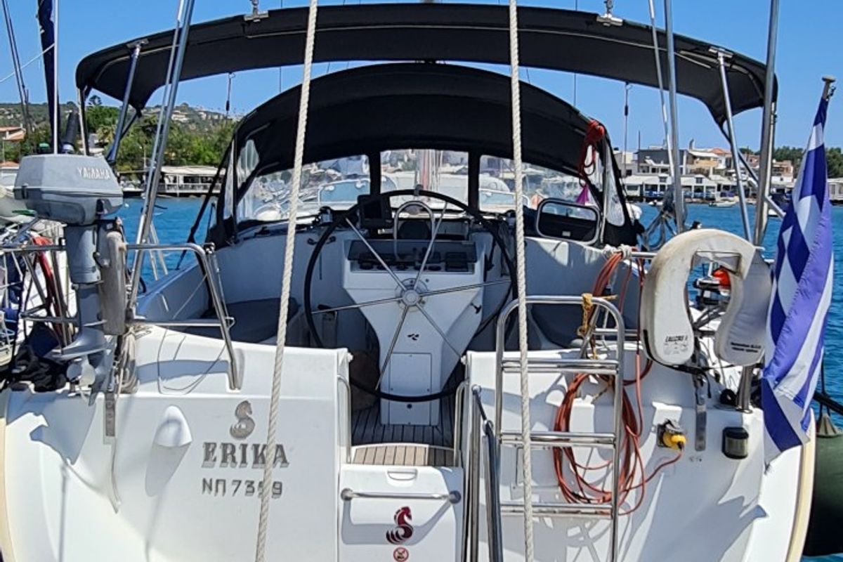 Cockpit of Erika, a Beneteau Oceanis Clipper 411 sailboat at Volos Municipality, Greece