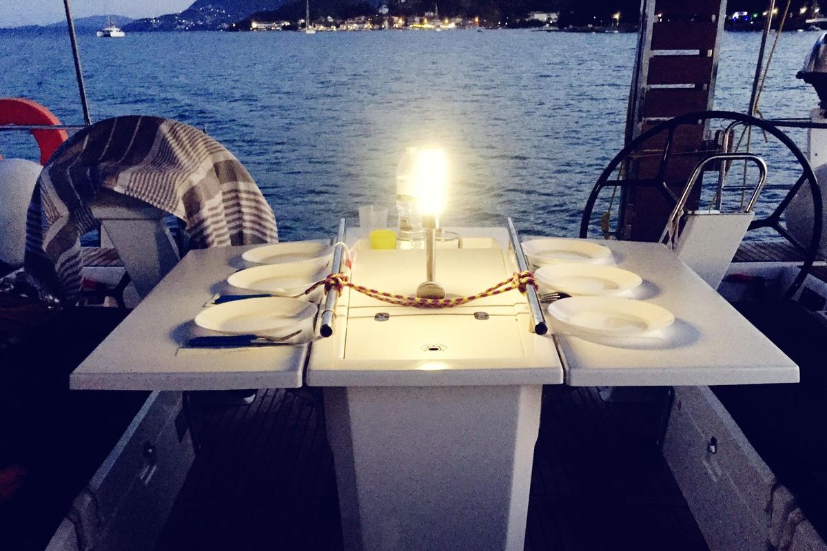 Deck of Elise, a Beneteau Oceanis 51.1 sailboat at Municipal Unit of Lefkada, Greece