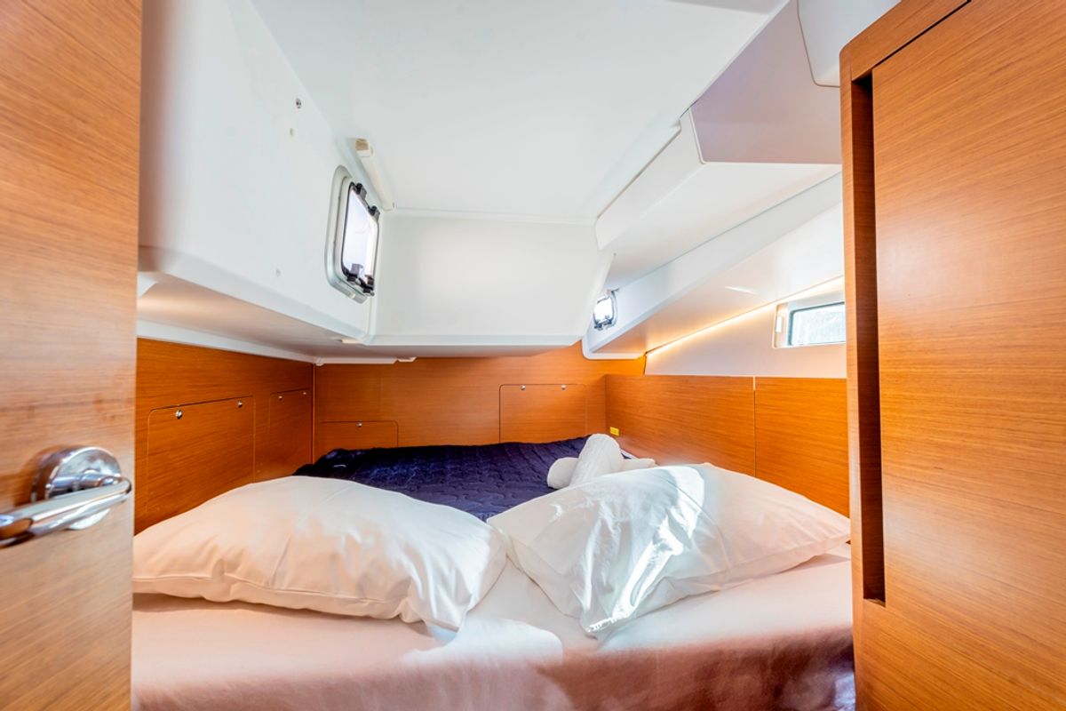 Cabin on Vitamin Sea, a Jeanneau Sun Odyssey 490 sailboat at Municipal Unit of Rhodes, Greece