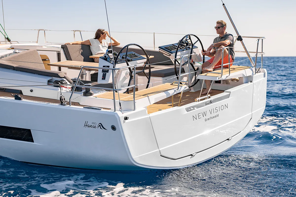 Exterior view of Private Dancer, a Hanse Yachts Hanse 460 sailboat at Grad Šibenik, Croatia