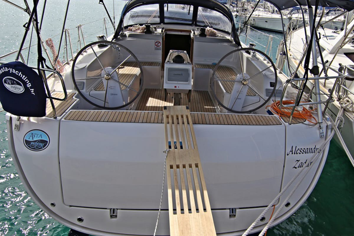 Cockpit of Alessandra, a Bavaria Cruiser 46 sailboat at Općina Sukošan, Croatia