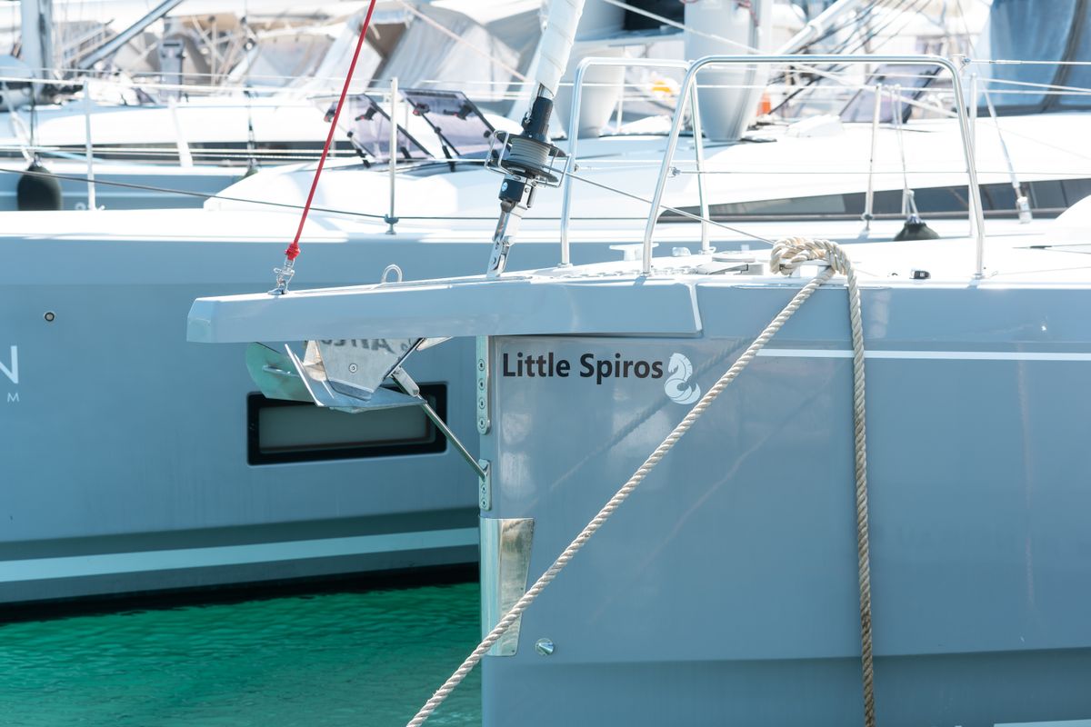 Exterior view of Little Spiros, a Beneteau Oceanis 40.1 sailboat at Kos, Greece