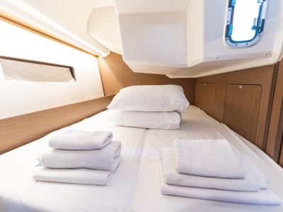 Cabin on Little Spiros, a Beneteau Oceanis 40.1 sailboat at Kos, Greece