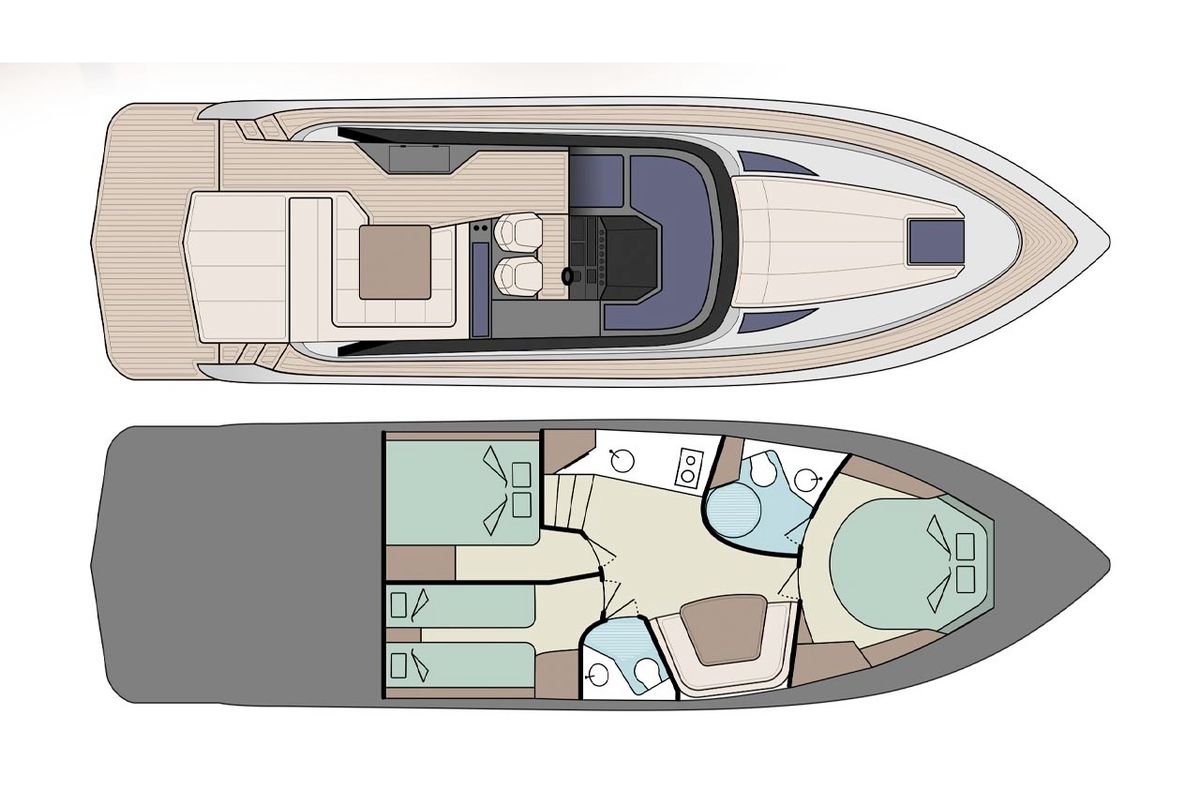 Floor plan of SONUS, a Focus Motor Yachts Focus Power 44 motorboat at Općina Sukošan, Croatia