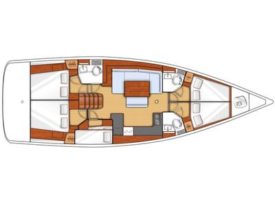 Floor plan of Oceanis 48 Classic, a Beneteau Oceanis 48 sailboat at Procida, Italy