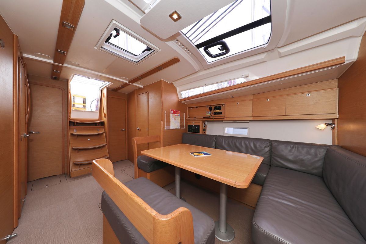 Salon of Adriatic Office, a Dufour 430 GL sailboat at Grad Trogir, Croatia