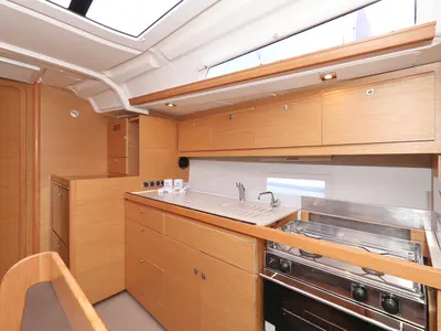 Galley of Adriatic Office, a Dufour 430 GL sailboat at Grad Trogir, Croatia