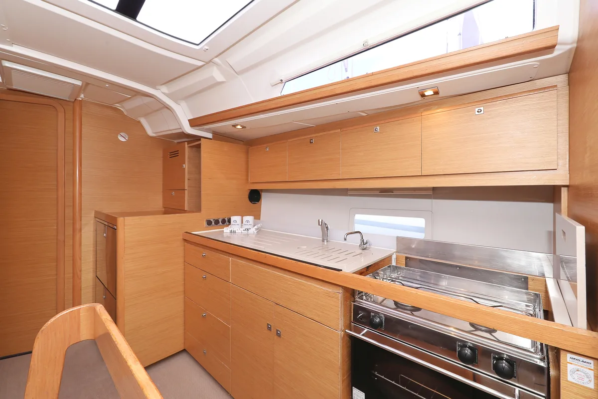 Galley of Adriatic Office, a Dufour 430 GL sailboat at Grad Trogir, Croatia
