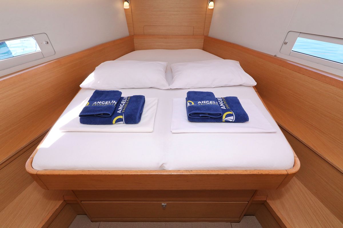 Cabin on Adriatic Office, a Dufour 430 GL sailboat at Grad Trogir, Croatia