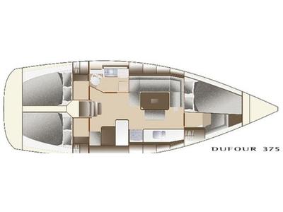 Floor plan of Chifoumi, a Dufour 375 Grand Large sailboat at Port Navalo, France