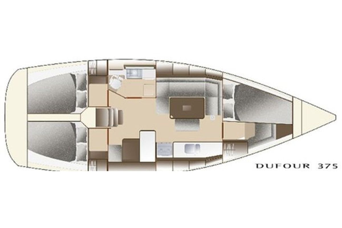 Floor plan of Chifoumi, a Dufour 375 Grand Large sailboat at Port Navalo, France