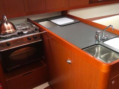 Galley of Chifoumi, a Dufour 375 Grand Large sailboat at Port Navalo, France