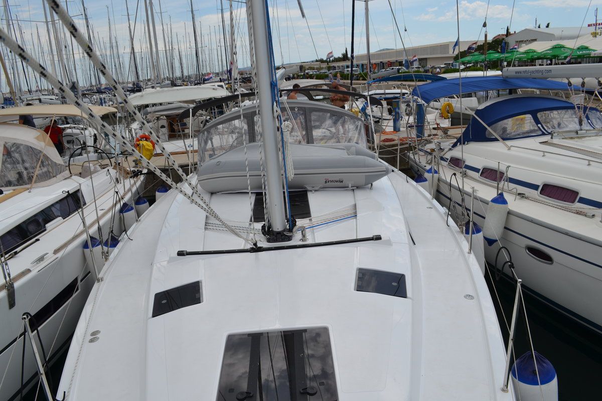 Deck of Vega, a Hanse Yachts Hanse 415 sailboat at Općina Sukošan, Croatia