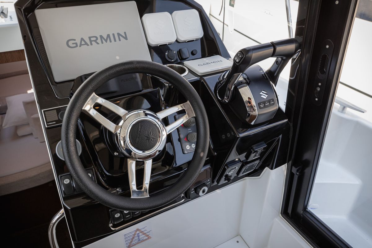 Cockpit of Shearwater, a Jeanneau Merry Fisher 895 Offshore motorboat at Primošten, Croatia