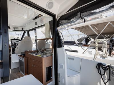 Galley of Shearwater, a Jeanneau Merry Fisher 895 Offshore motorboat at Primošten, Croatia