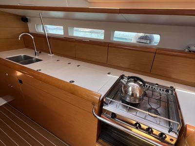 Galley of Alessandra, a Jeanneau Sun Odyssey 509 sailboat at Kos, Greece