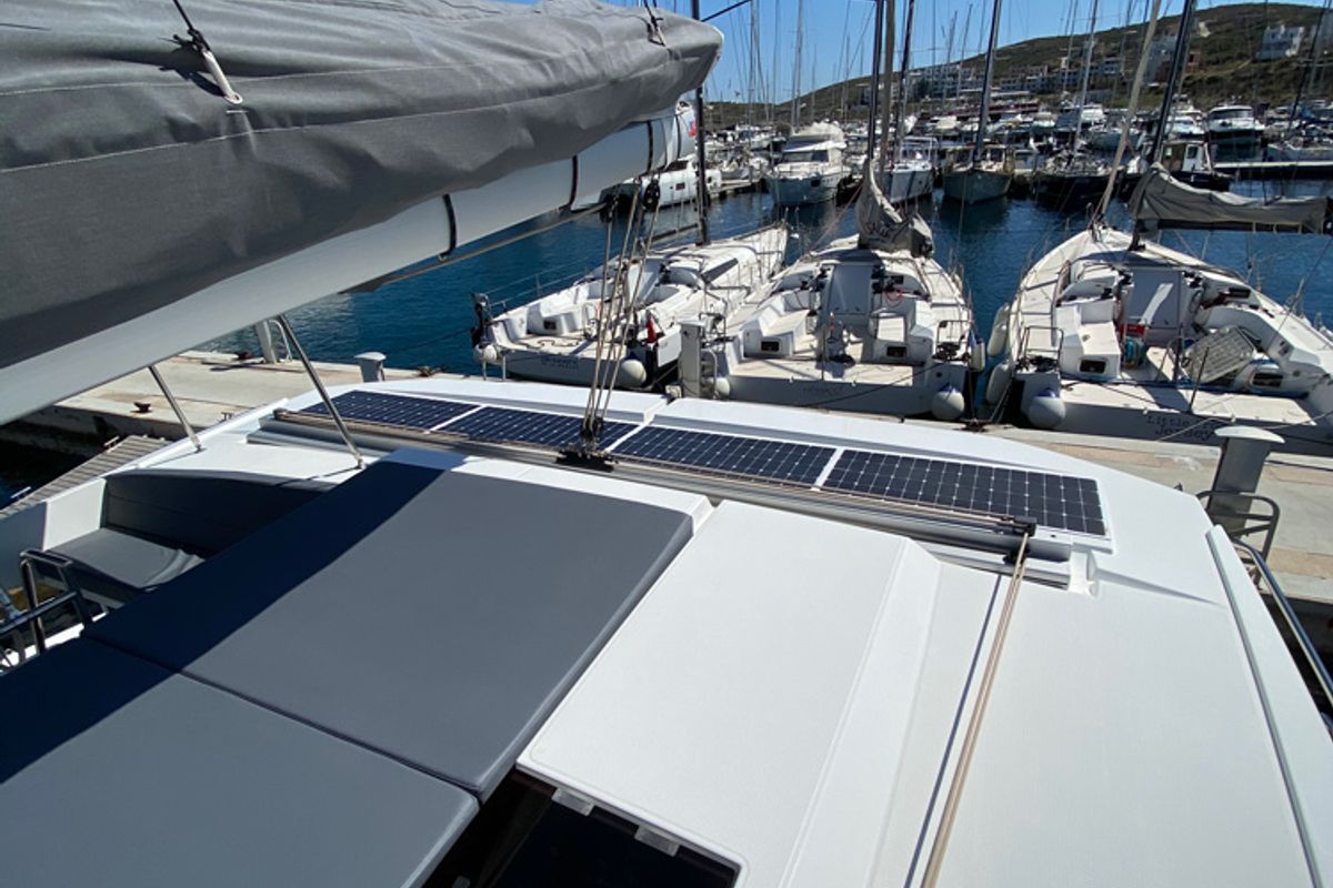 Deck of ION, a Fountaine Pajot Astréa 42 catamaran at Municipal Unit of Kranidi, Greece