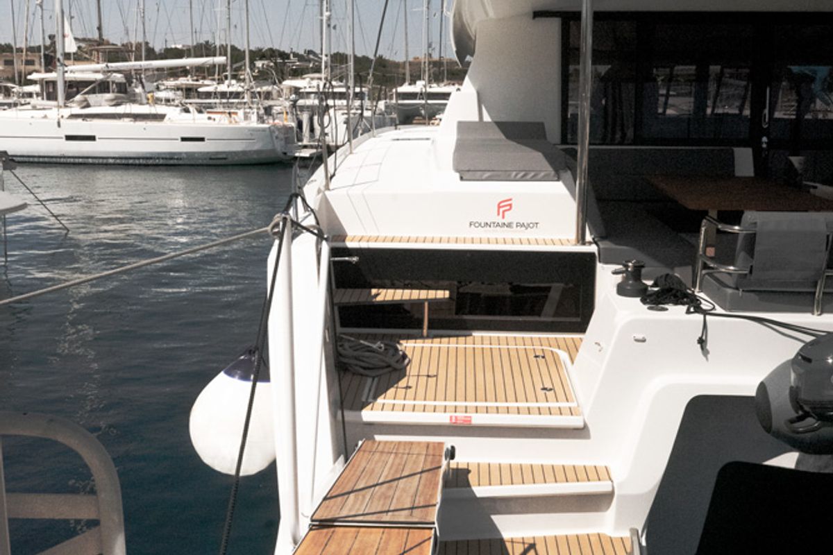 Deck of ION, a Fountaine Pajot Astréa 42 catamaran at Municipal Unit of Kranidi, Greece