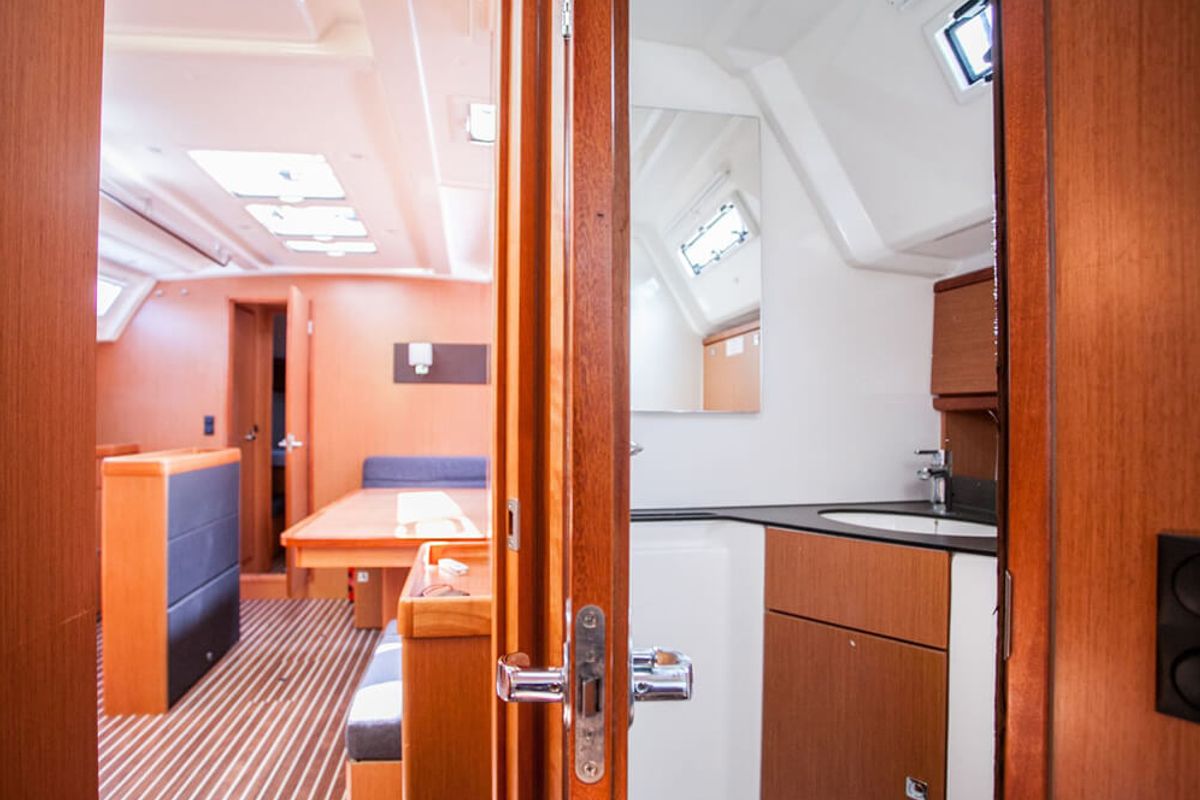 Cabin on Amore, a Bavaria Cruiser 46 sailboat at Municipal Unit of Lefkada, Greece