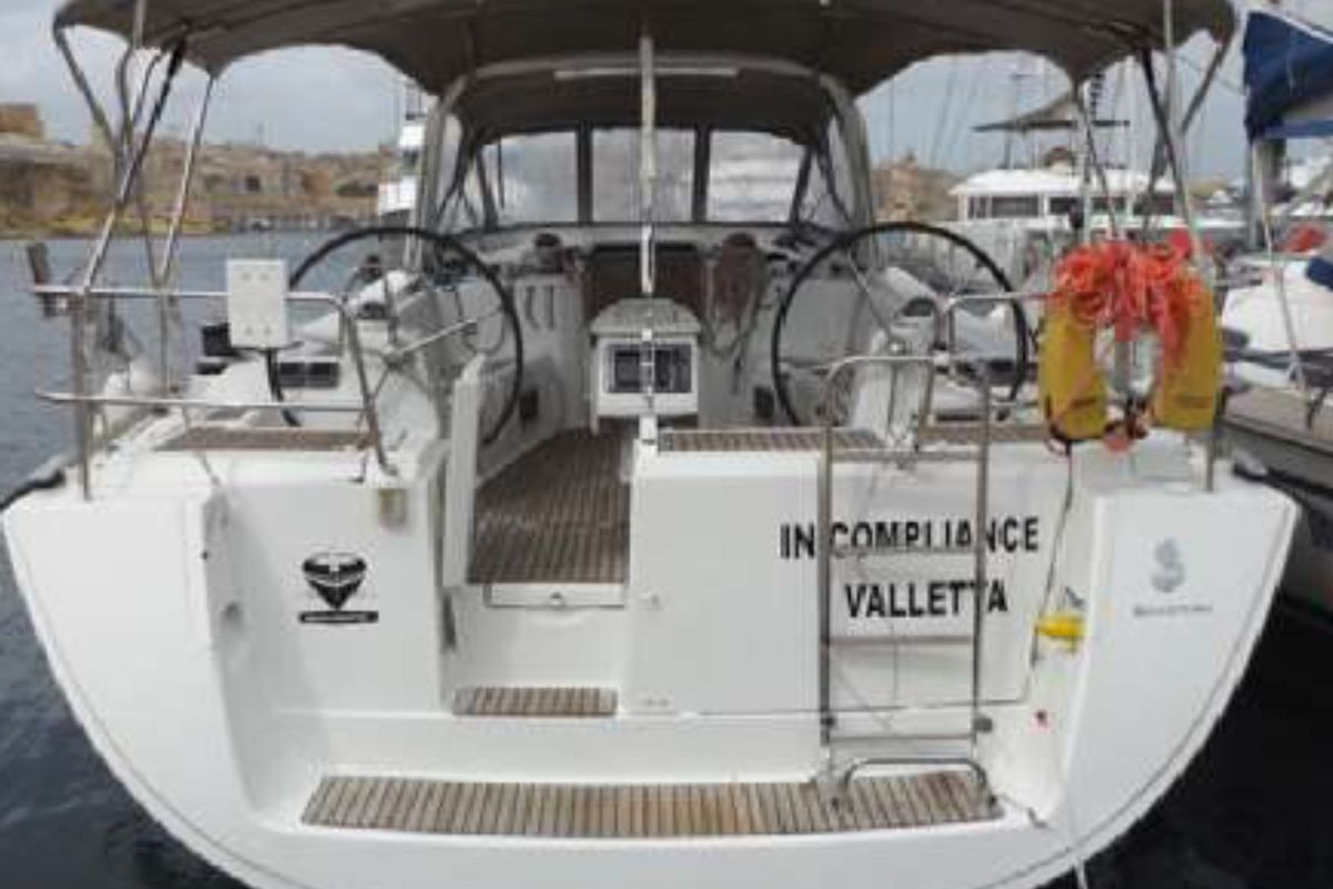 Exterior view of IN COMPLIANCE, a Beneteau Oceanis 50 sailboat at Kalkara, Malta