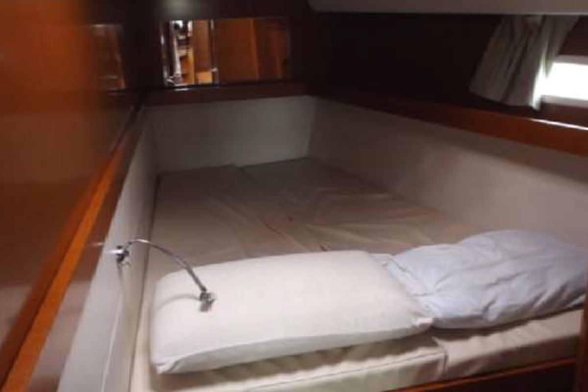 Cabin on IN COMPLIANCE, a Beneteau Oceanis 50 sailboat at Kalkara, Malta