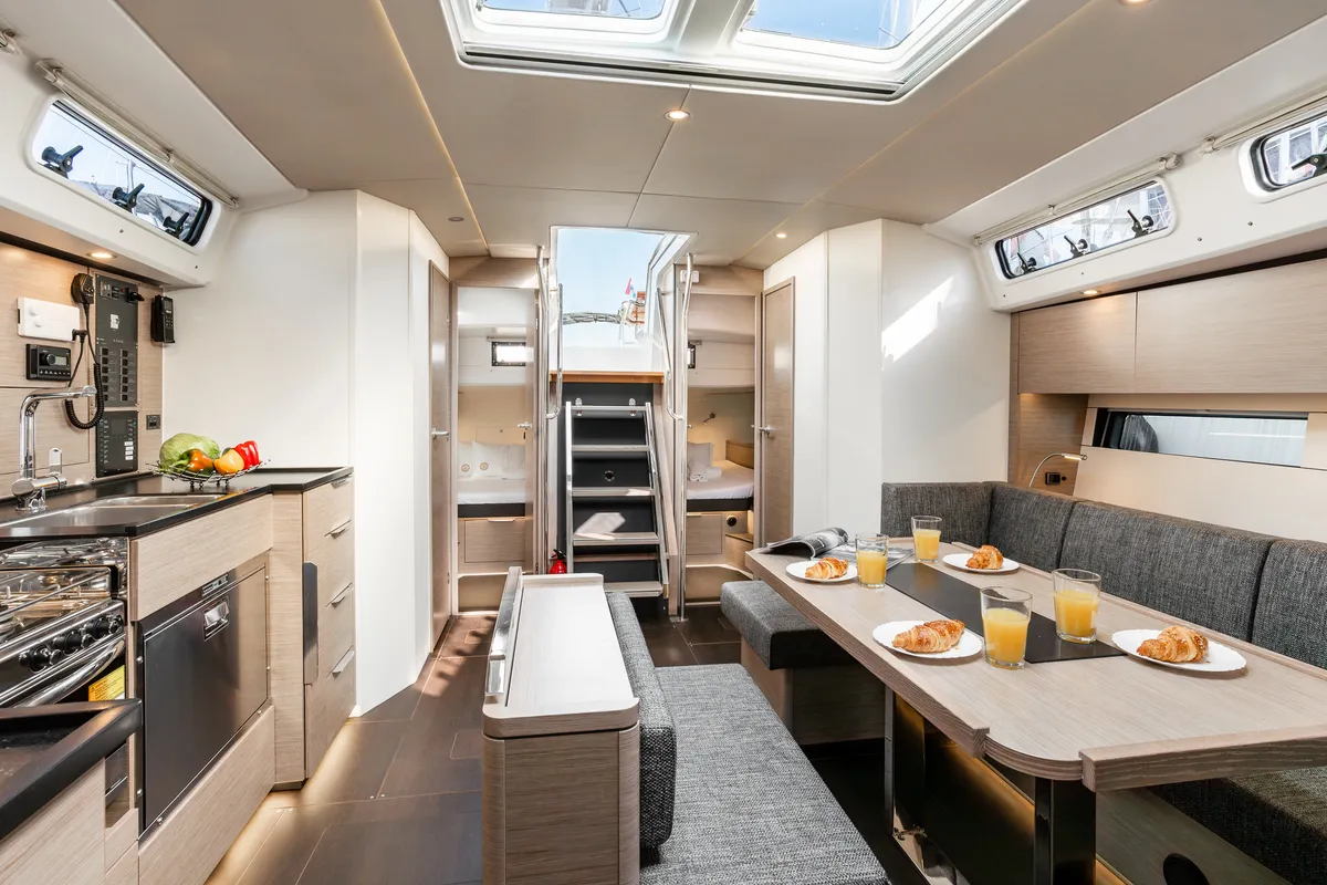 Salon of White Pearl, a Hanse Yachts Hanse 460 sailboat at Grad Šibenik, Croatia