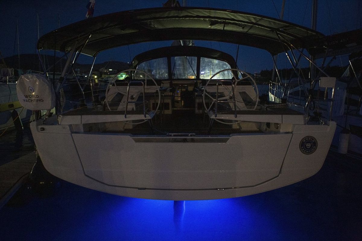 Exterior view of White Pearl, a Hanse Yachts Hanse 460 sailboat at Grad Šibenik, Croatia