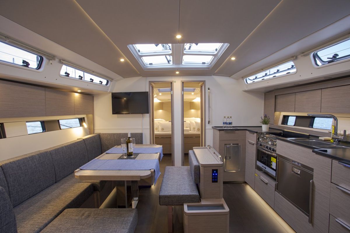 Salon of White Pearl, a Hanse Yachts Hanse 460 sailboat at Grad Šibenik, Croatia