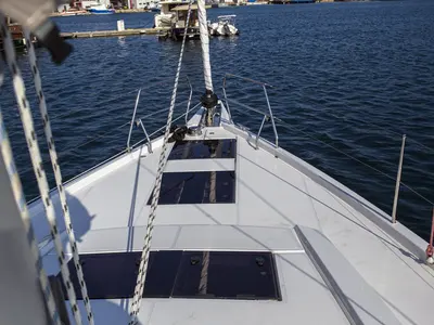 Deck of White Pearl, a Hanse Yachts Hanse 460 sailboat at Grad Šibenik, Croatia