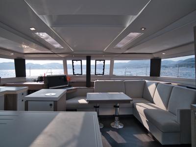 Salon of Sky Ada II, a Fountaine Pajot Saona 47 catamaran at Marmaris, Turkey