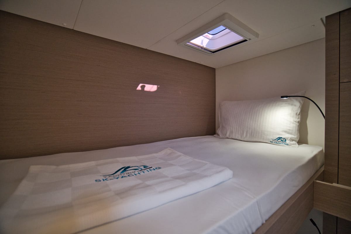 Cabin on Sky Ada II, a Fountaine Pajot Saona 47 catamaran at Marmaris, Turkey