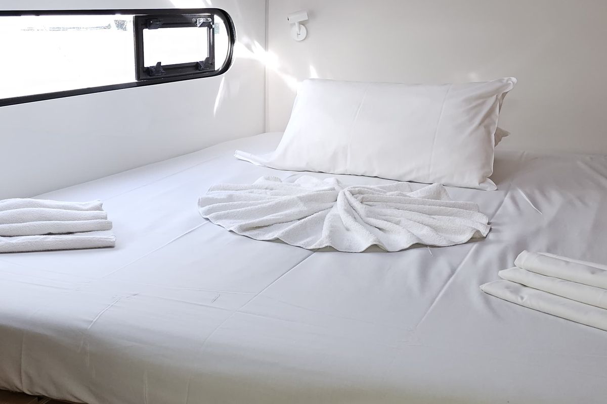 Cabin on STAR III, a Excess 11 catamaran at Alameda, United States